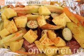 Kip met aubergines en aardappelen