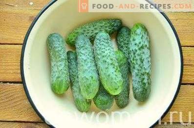 Hartige gezouten komkommers in de pan