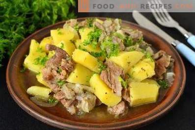 Beef stewed with potatoes in a slow cooker