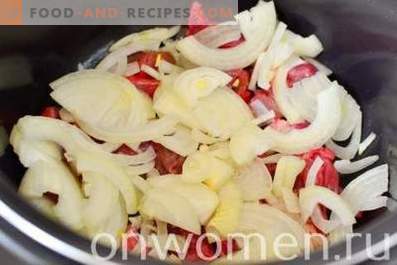 Mit Kartoffeln gedünstetes Rindfleisch in einem langsamen Kocher