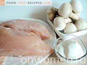Пилешко филе со печурки во кисела павлака