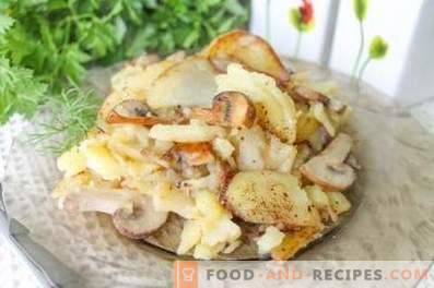 Hoe bak ik aardappelen met champignons in een koekenpan
