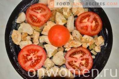 Omelet met kip en tomaten in de oven