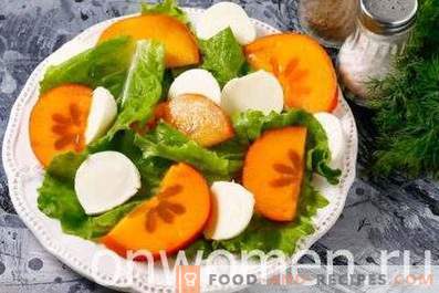 Salade met mozzarella en persimmon
