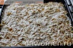 Meat with cheese and mayonnaise in the oven