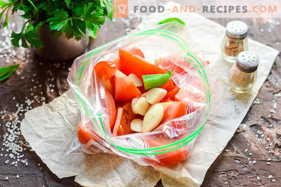 Gezouten tomaten in een verpakking in 2 uur: ideaal voor een picknick