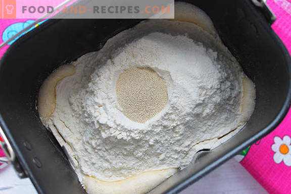 Echte gistcake met rozijnen in een broodbakmachine volgens het recept van onze grootmoeders